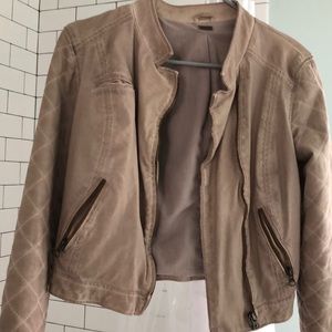 tan free people leather jacket